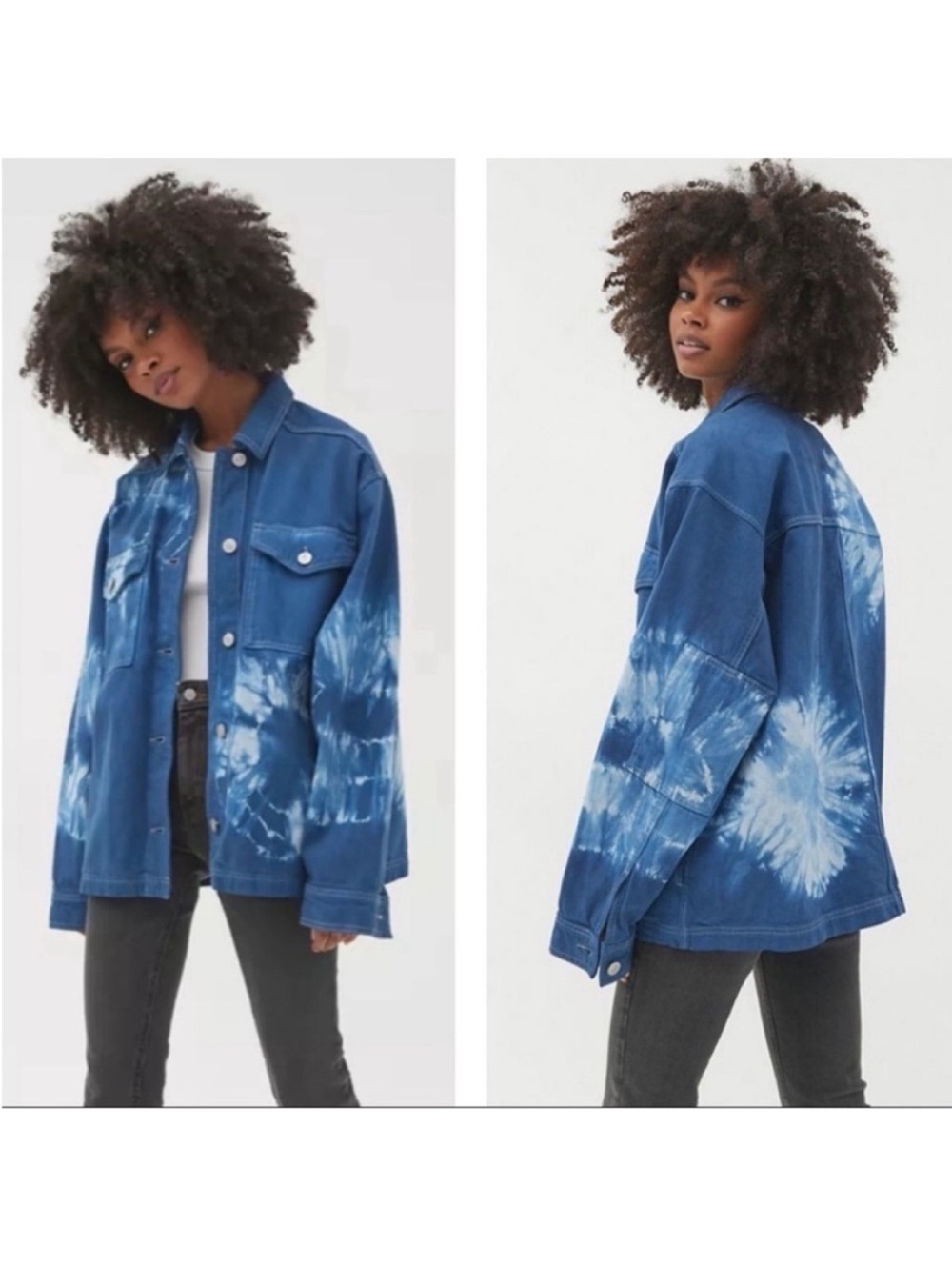 Blue 🆕 Tie-Dye XS may fit S and M Oversized denim Jean Jacket